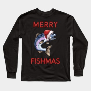 Merry Fishmas Funny Ugly Fishing Gift Long Sleeve T-Shirt